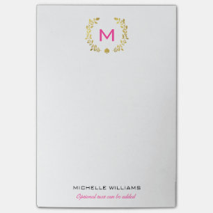 Monogram Gold Foil Laurel & Spade Post-it® Notes