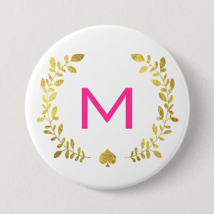 Monogram Gold Foil Laurel & Spade Ronde Button 7,6 Cm
