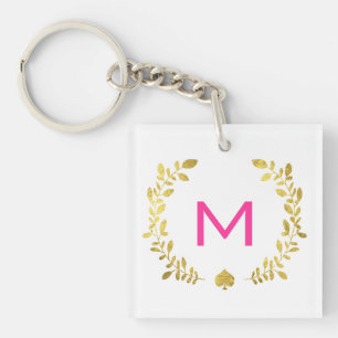 Monogram Gold Foil Laurel & Spade Sleutelhanger