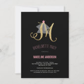 Monogram Gold Glitter Bachelorette Party Invite Kaart (Voorkant)