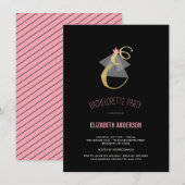 Monogram Gold Glitter Bachelorette Party Invite Kaart (Voorkant / Achterkant)