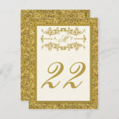Monogram Gold Glitter LOOK Table Number Card Briefkaart (Voorkant / Achterkant)
