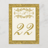 Monogram Gold Glitter LOOK Table Number Card Briefkaart (Voorkant)