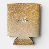 Monogram Gold Glitter Sparkle Chic Modern Script Blikjeskoeler (Voorkant)