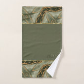 Monogram Gold Green Style moderne (Serviette à main)