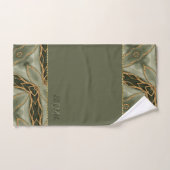 Monogram Gold Green Style moderne (Serviette à main)