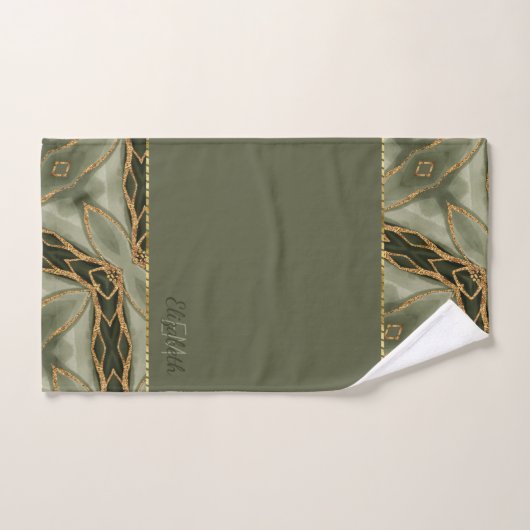 Monogram Gold Green Style moderne (Serviette à main)