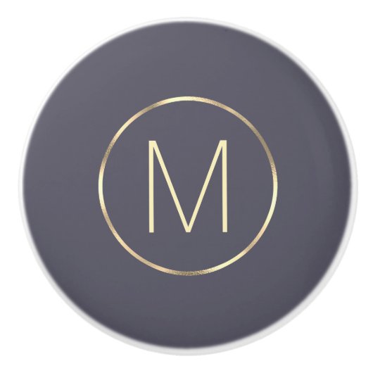 Monogram Gold Grey Keramische Knop (Voorkant)
