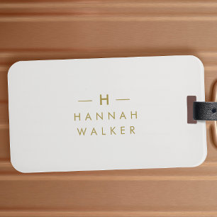 Monogram Gold Grey   Minimale legant Modern Bagagelabel