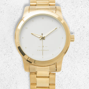 Monogram Gold Grey Minimale legant Modern Horloge