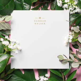 Monogram Gold Grey   Minimale legant Modern Notitiekaartje