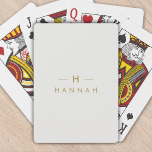 Monogram Gold Grey Minimale legant Modern Pokerkaarten