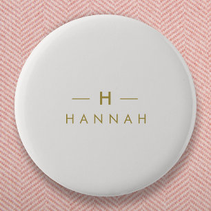 Monogram Gold Grey Minimale legant Modern Ronde Button 5,7 Cm