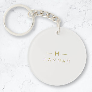 Monogram Gold Grey Minimale legant Modern Sleutelhanger