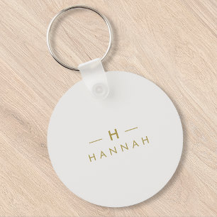 Monogram Gold Grey   Minimale legant Modern Sleutelhanger