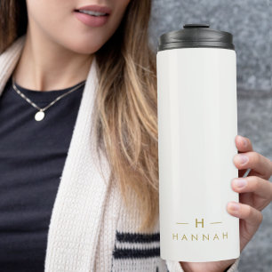 Monogram Gold Grey Minimale legant Modern Thermosbeker