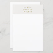 Monogram Gold Grey | Minimalistisch Elegant Briefp (Voorkant / Achterkant)