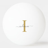 Monogram Gold Grey Script Name Modern Family Pingpongballen (Achterkant)