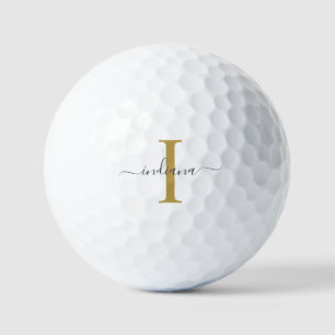 Monogram Gold Grey Script Name Modern Family Sport Golfballen