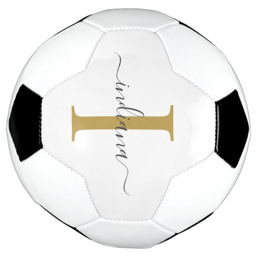 Monogram Gold Grey Script Name Modern Voetbal (Gedraaid)