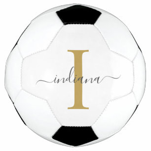 Monogram Gold Grey Script Name Modern Voetbal