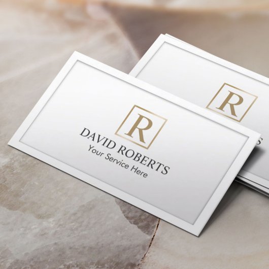 Monogram Gold Initiaal Elegant White omgeven Visitekaartje