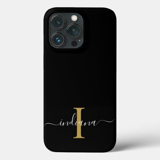 Monogram Gold Initiaal grijze Script Name Modern Case-Mate iPhone Case (Achterkant)