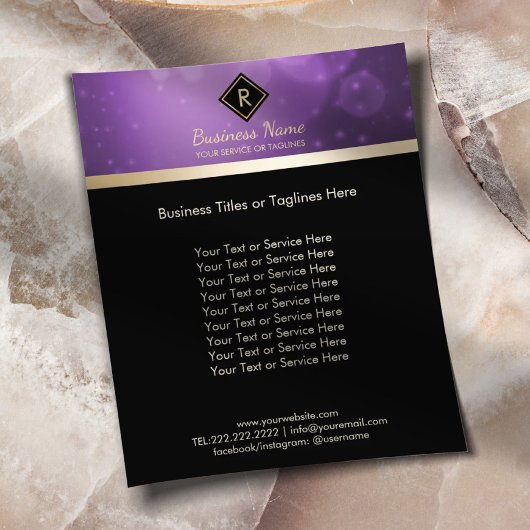 Monogram Gold initiaal Logo Modern zwart-Paars Flyer