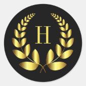 Monogram Gold Laurel Ronde Sticker (Voorkant)