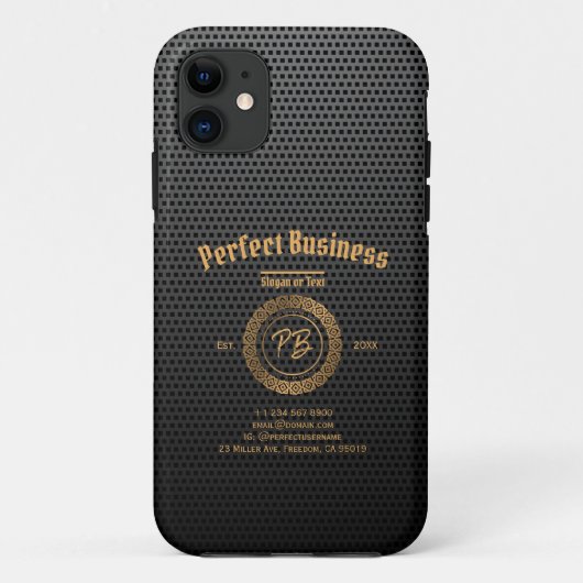 Monogram Gold Lijst Black Professional Luxe afbeel Case-Mate iPhone Case (Achterkant)