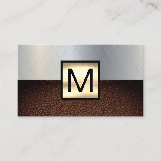 Monogram Gold Metallic | Leder Visitekaartje (Voorkant)