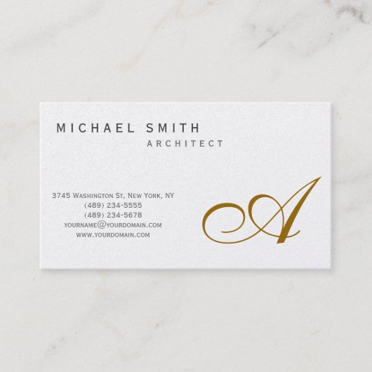 Monogram Gold Modern Simple Visitekaartje (Voorkant)
