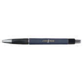 Monogram Gold Name White Initiaal Man Navy Pen (Voorkant)