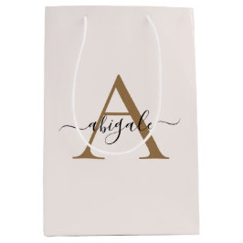 Monogram Gold Parel Wit | Minimalistisch Elegant Medium Cadeauzakje
