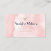 Monogram Gold Pink Waterverf Persoonlijk Visitekaartje (Achterkant)