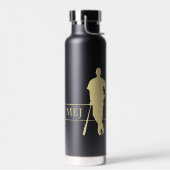 Monogram Gold Silhouette Baseball Player Waterfles (Links)