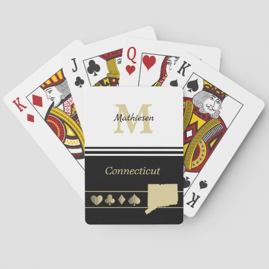Monogram Gold Silhouette Connecticut Pokerkaarten (Achterkant)