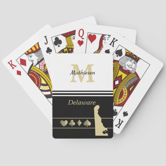 Monogram Gold Silhouette Delaware Pokerkaarten (Achterkant)