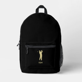 Monogram Gold Silhouette Golfer Bedrukte Rugzak