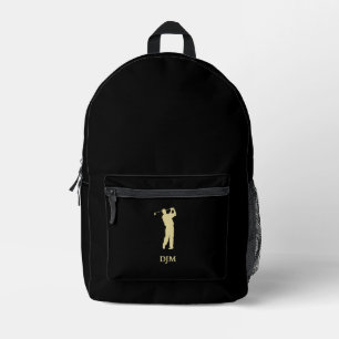 Monogram Gold Silhouette Golfer Bedrukte Rugzak