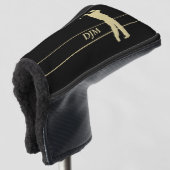 Monogram Gold Silhouette Golfer Golf Putter Hoesje Golfheadcover (3/4 voorkant)