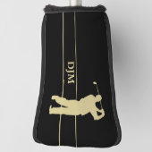 Monogram Gold Silhouette Golfer Golf Putter Hoesje Golfheadcover (Draai 90)