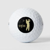Monogram Gold Silhouette Golfer Golfballen (Voorkant)
