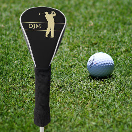 Monogram Gold Silhouette Golfer Golfheadcover