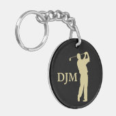 Monogram Gold Silhouette Golfer Sleutelhanger (Voorkant Links)