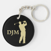 Monogram Gold Silhouette Golfer Sleutelhanger (Achterkant)
