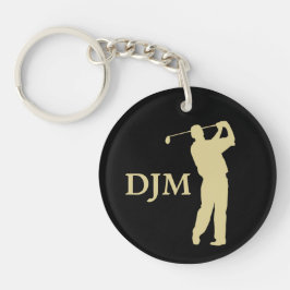 Monogram Gold Silhouette Golfer Sleutelhanger