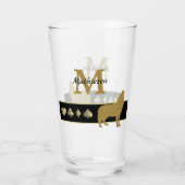 Monogram Gold Silhouette Howling Wolf Glas (Achterkant)