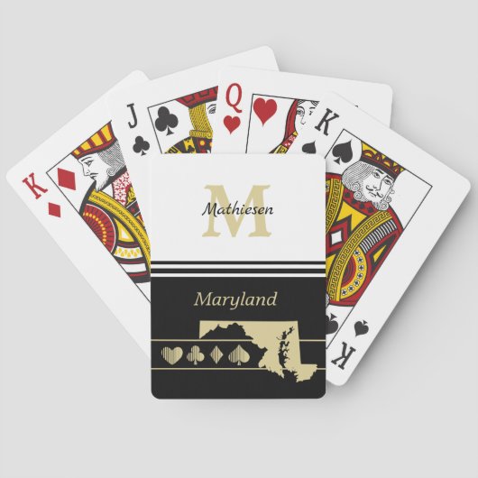 Monogram Gold Silhouette Maryland Pokerkaarten (Achterkant)