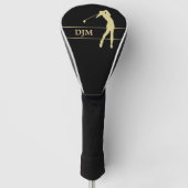 Monogram Gold Silhouette Vrouw Golfer Golfheadcover (Voorkant)